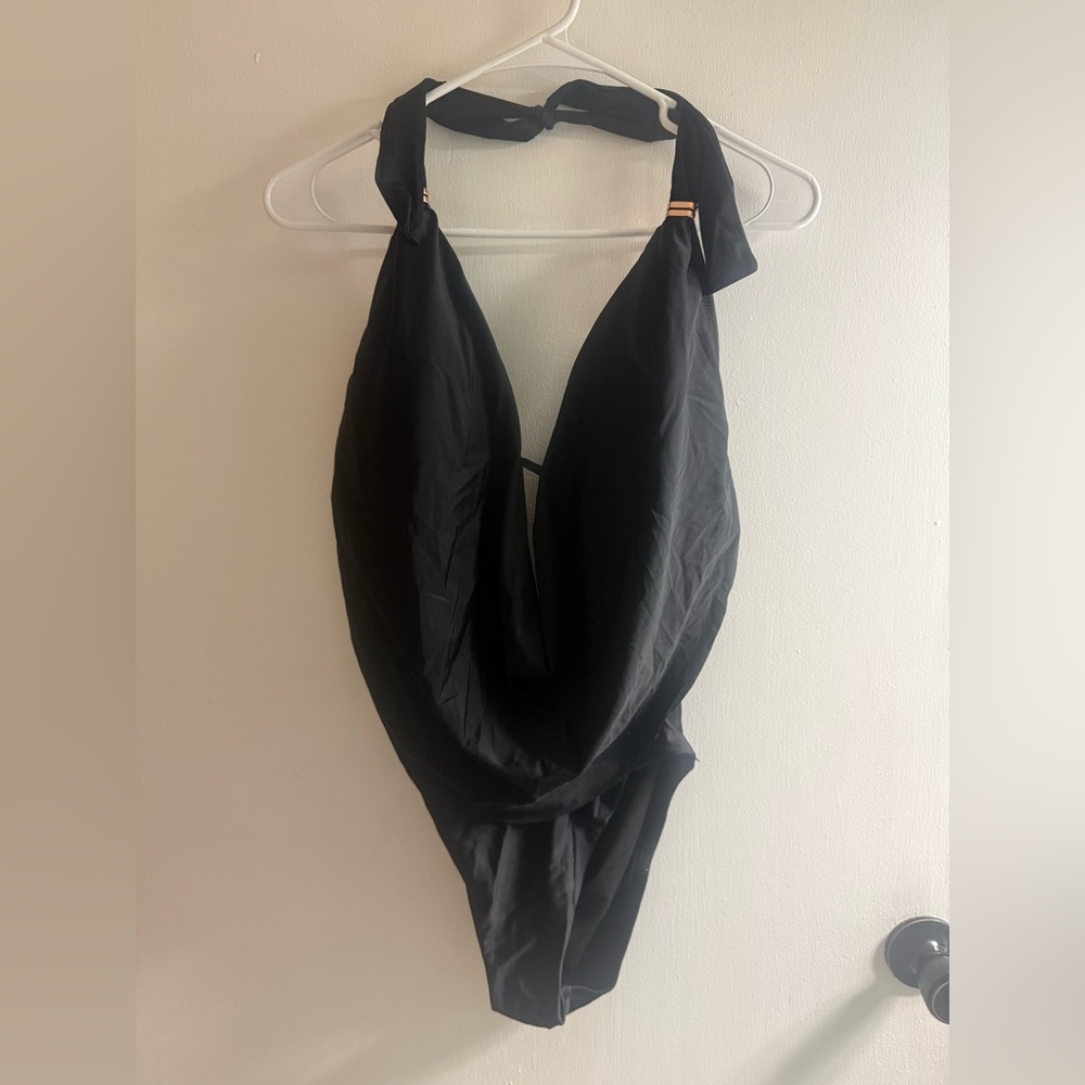 Bar III Black Halter One Piece Swimsuit